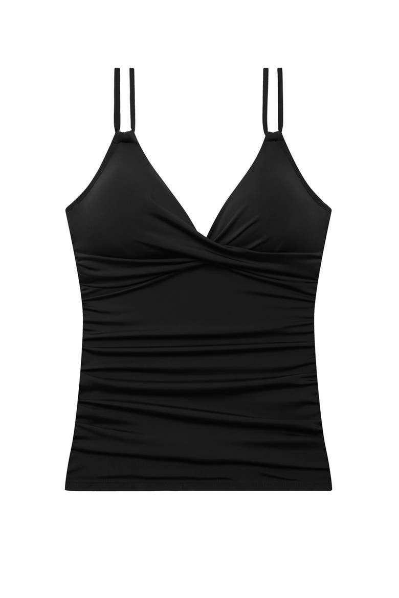 Tessa Underwire V-Neck Tankini Swimsuit Top, Alternate, color, Black