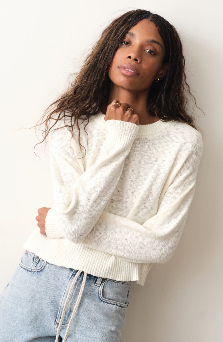 Marine Layer Sea Breeze Cotton Crewneck Sweater, Alternate, color, Antique White