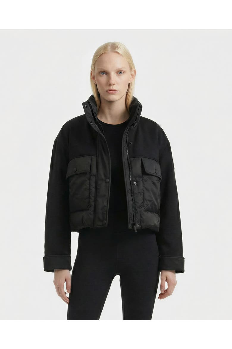 Rome Mixed Media Down Jacket, Main, color, Black