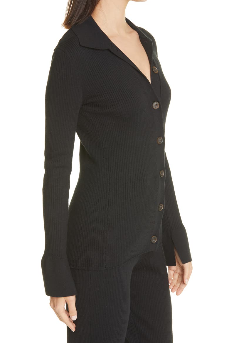 Slim Rib Cardigan, Alternate, color, NOIR