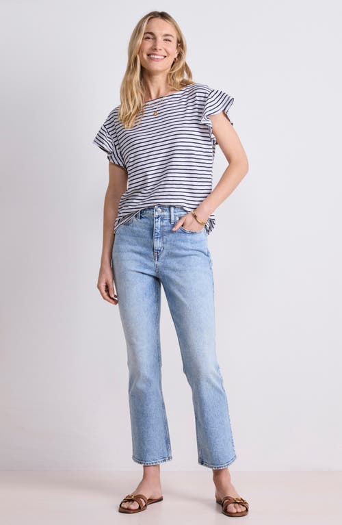 Vineyard Vines Flutter Sleeve Cotton T-shirt In Medium Stripe White/navy