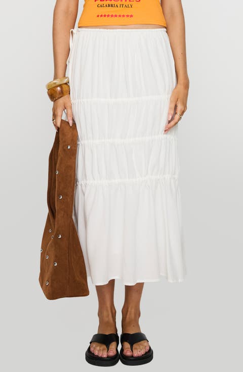 Perky Tie Detail Tiered Maxi Skirt