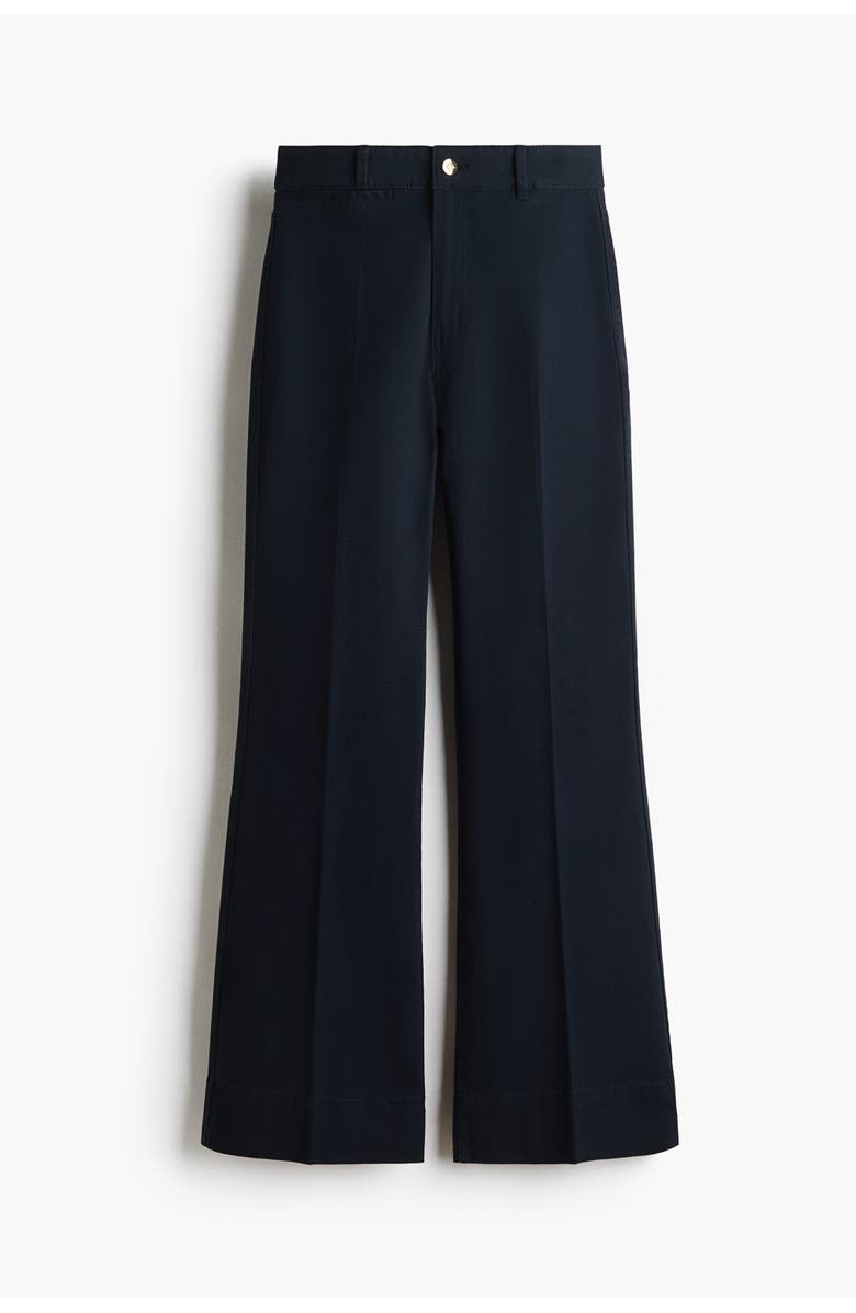 H&M Flared Canvas Trousers, Alternate, color, Navy Blue