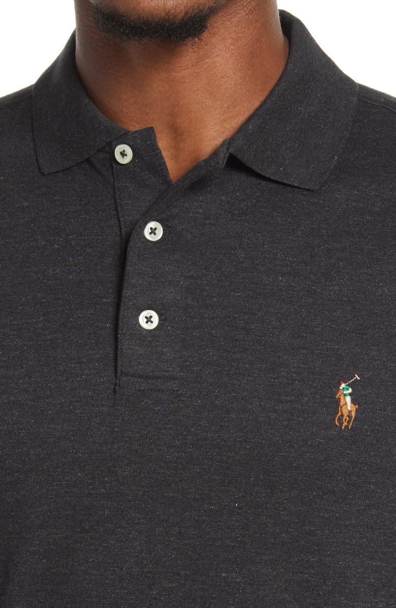 Polo Ralph Lauren Solid Cotton Jersey Polo, Alternate, color, Black Marl Heather