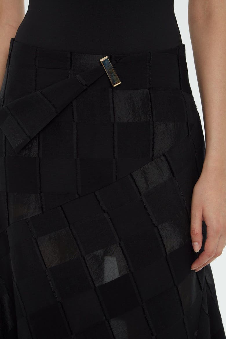 Asymmetrical Hem Midi Black Skirt, Alternate, color, Black