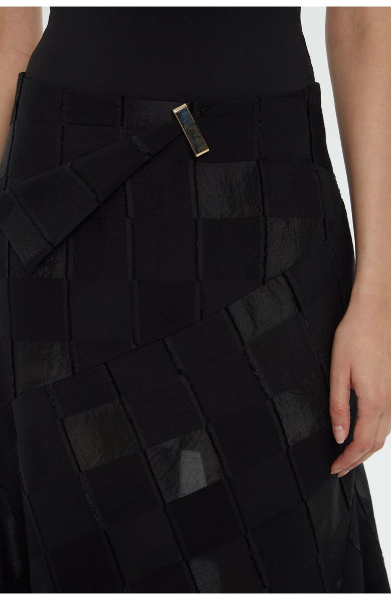 Gizia Asymmetrical Hem Midi Black Skirt, Alternate, color, Black