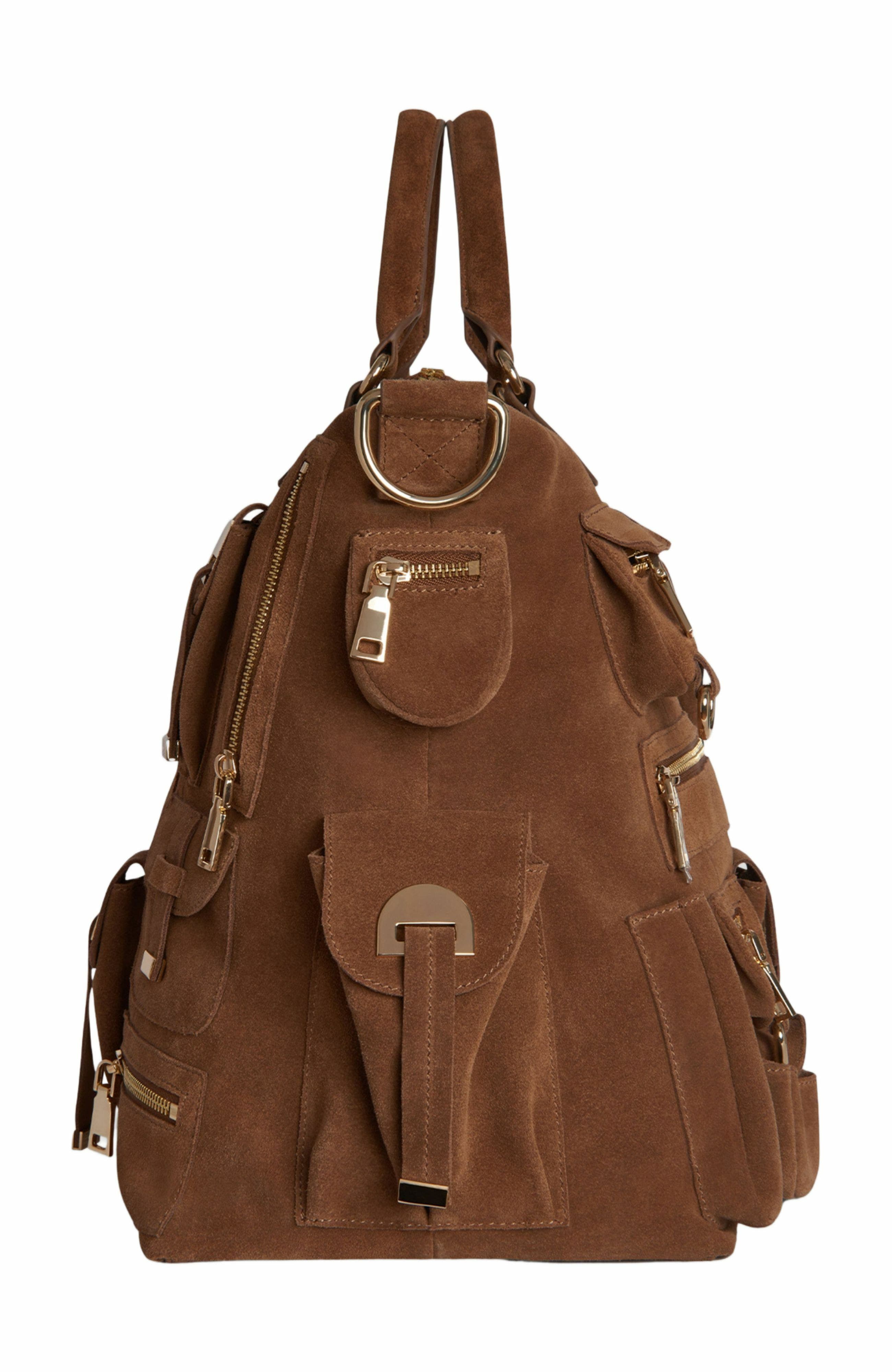 Cynthia Rowley Leather Cargo Pocket Bag, Alternate, color, Brown