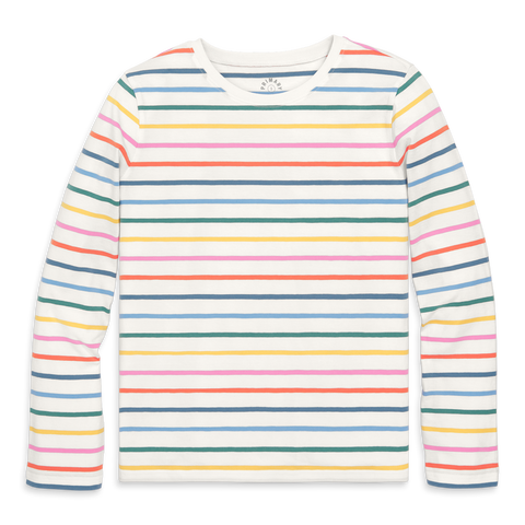 Women's Fit Long Sleeve Everyday Tee In Rainbow Stripe