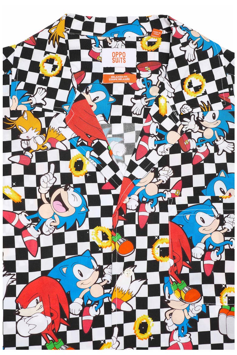 Relaxed Fit Sonic the Hedgehog® Print Camp Shirt, Alternate, color, WHITE CHECK MULTI