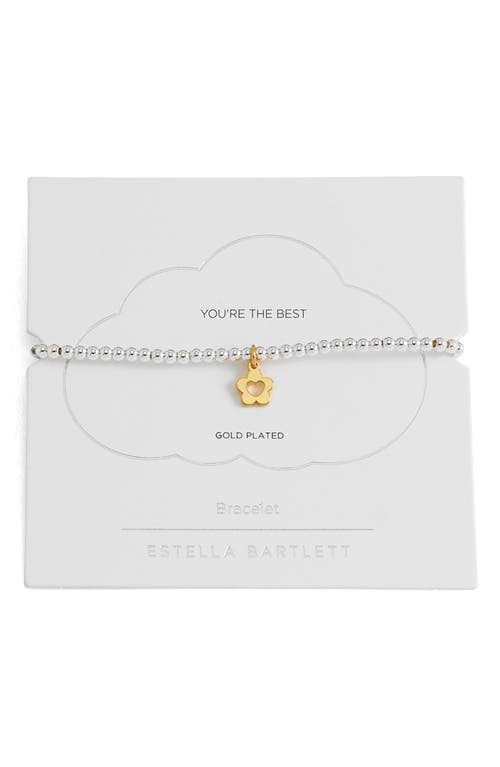 Estella Bartlett Sienna Flower Heart Beaded Stretch Bracelet In Gold