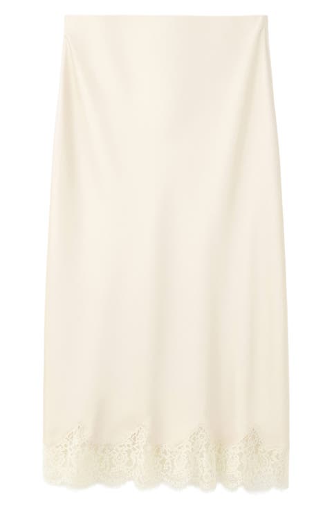 Satin & Lace Midi Skirt