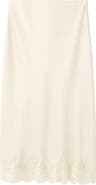MANGO Satin & Lace Midi Skirt
