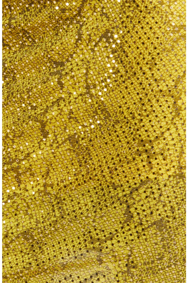 Goldie Sequin Ruched Asymmetric Long Sleeve Dress, Alternate, color, GOLD