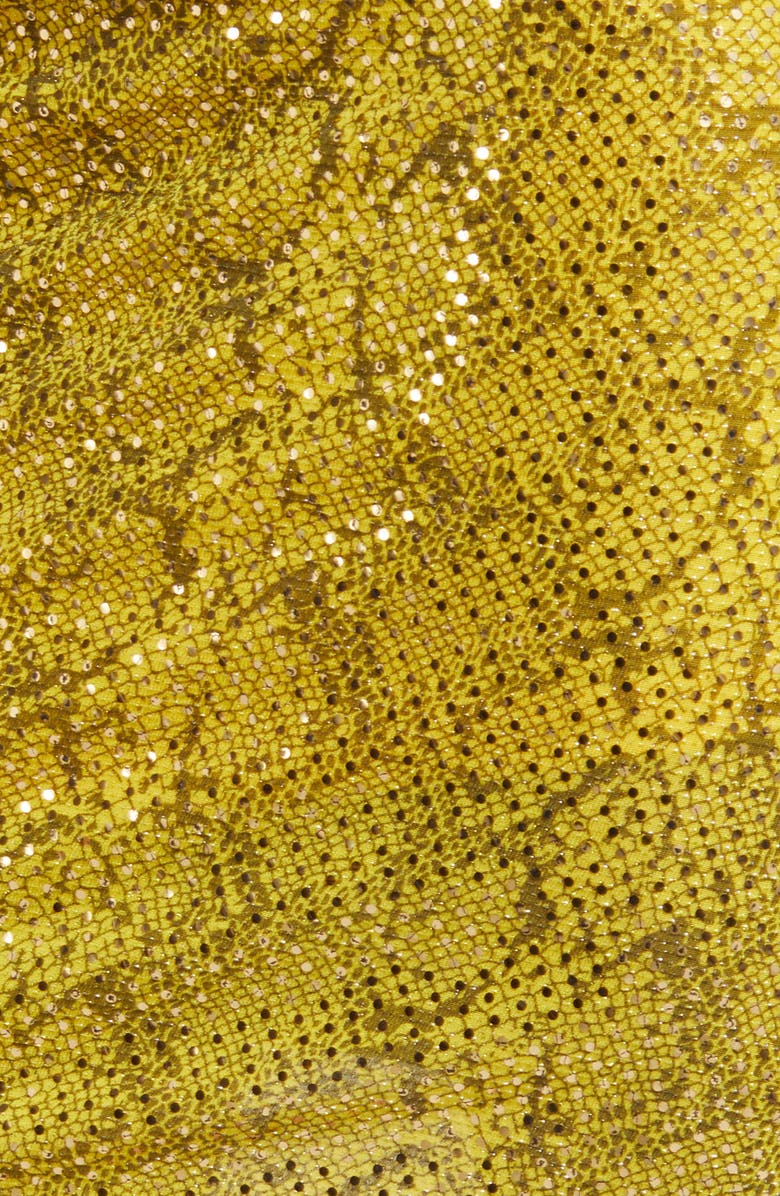 NIKKI LUND Goldie Sequin Ruched Asymmetric Long Sleeve Dress, Alternate, color, Gold