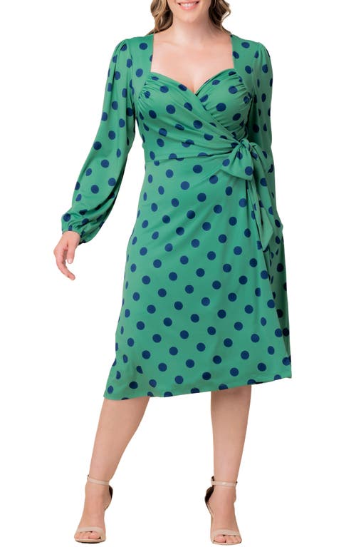 Kiyonna Soicialite Sweetheart Neck Wrap Dress In Green
