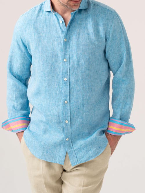Koy Clothing Classic Linen Long Sleeve Shirt in Turquoise  product
