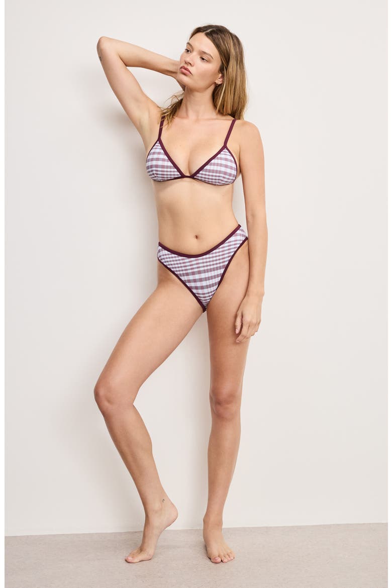 Plaid Perfect Fit Bikini Top, Alternate, color, FIG PLAID