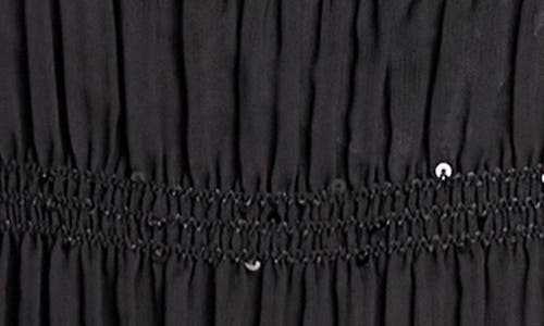 Endless Rose Sequin Shirred Open Back Chiffon Halter Top In Black