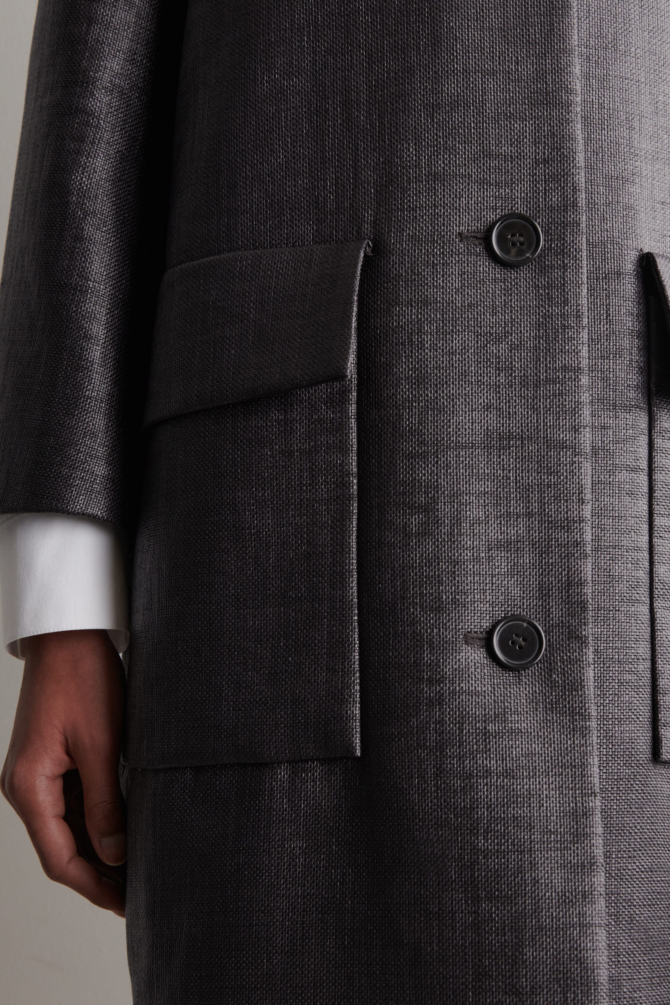 Textured Single-Breasted Coat - image 2