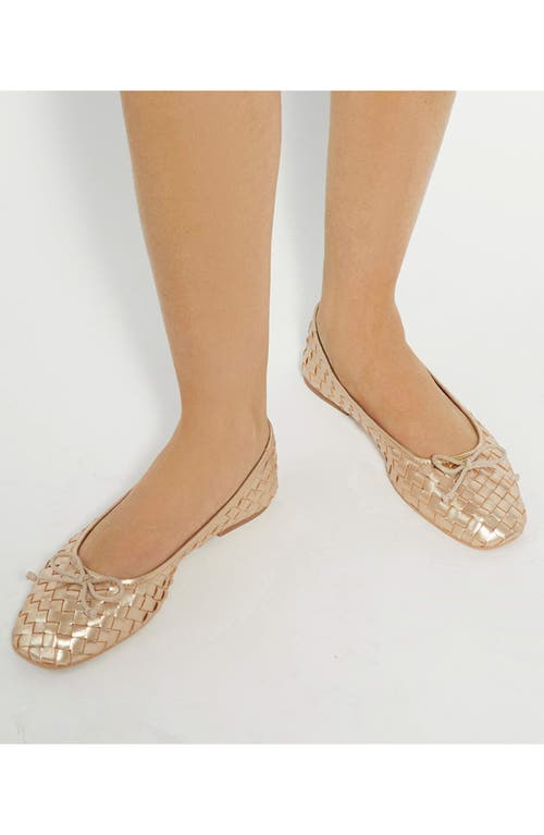 Dune London Heat Leather Ballet Flat In Gold