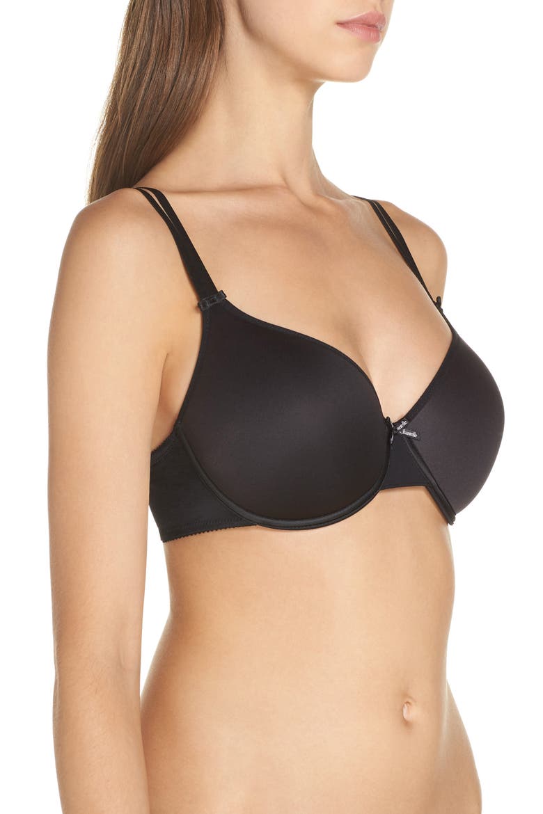 Basic Invisible Smooth Support T-Shirt Bra, Alternate, color, BLACK