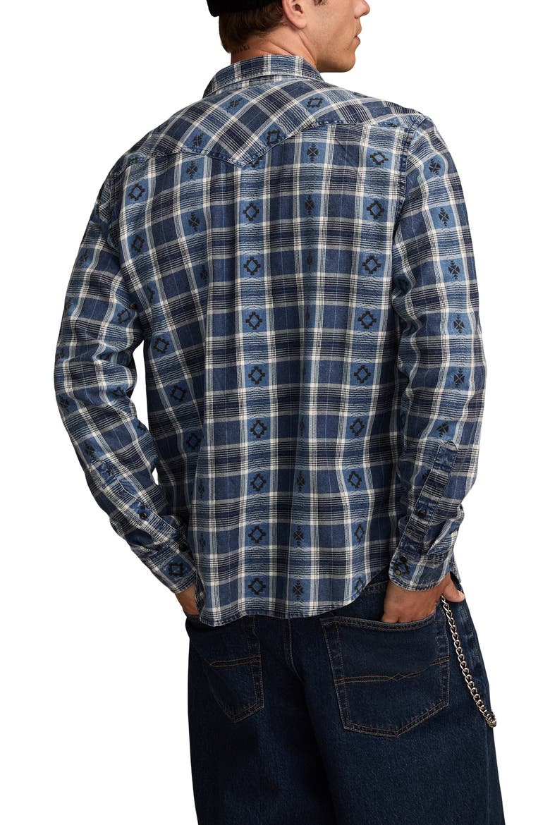 Plaid Cotton Dobby Snap-Up Western Shirt, Alternate, color, INDIGO MULTI