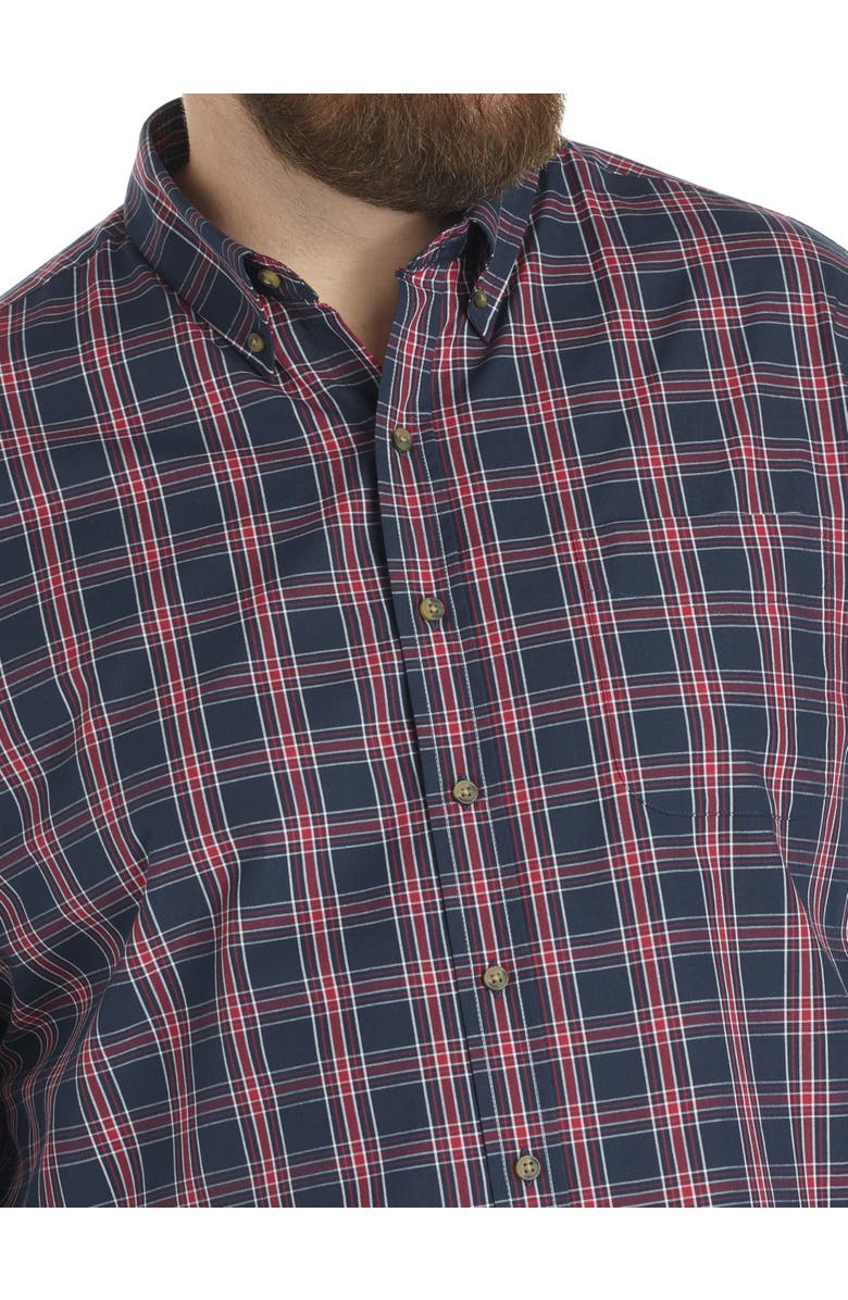 Harbor Bay by DXL Big & Tall Easy-Care Plaid Sport Shirt, Alternate, color, Navy Red