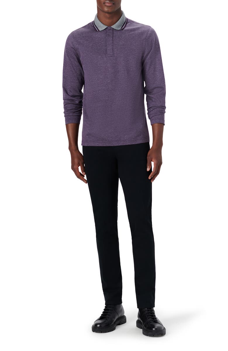 Bugatchi OoohCotton<sup>®</sup> Bird's Eye Long Sleeve Shirt, Alternate, color, Plum