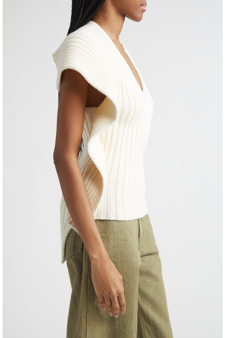 Greer Cutout Rib Cotton Sweater, Alternate, color, ECRU