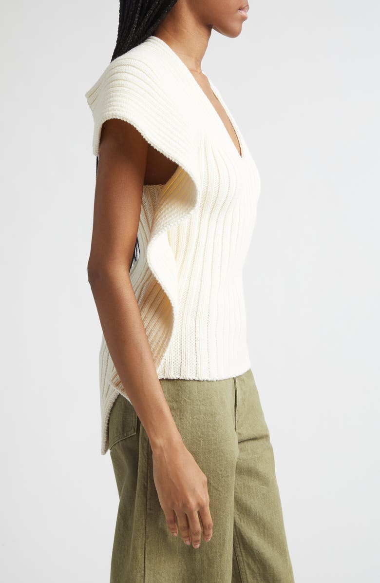 OSSOU Greer Cutout Rib Cotton Sweater, Alternate, color, Ecru