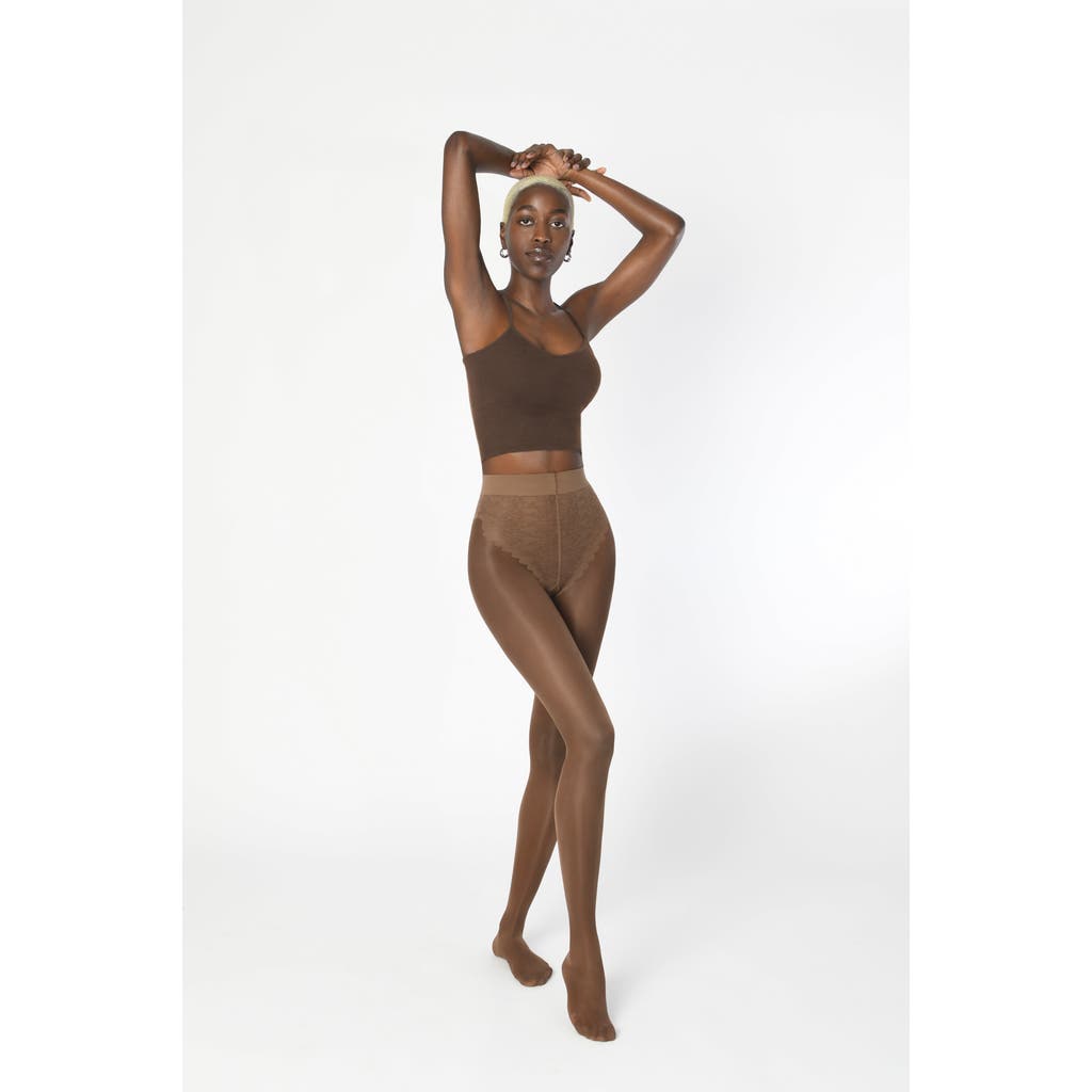Skytights Cabincomfort 70 Denier Sheer Compression Tights Skin Tone And Black Shades In Nude/shade 10