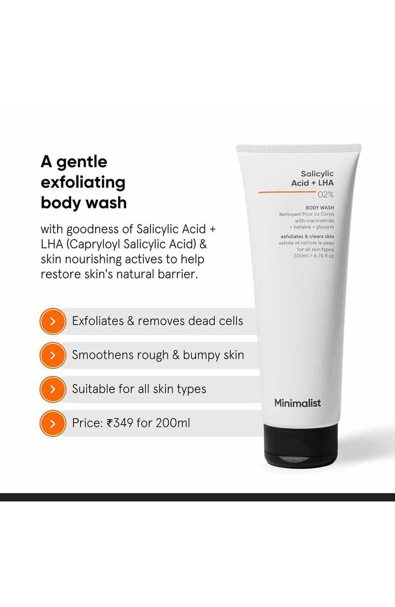Minimalist Salicylic Acid + LHA 02% Body Wash, Alternate, color,