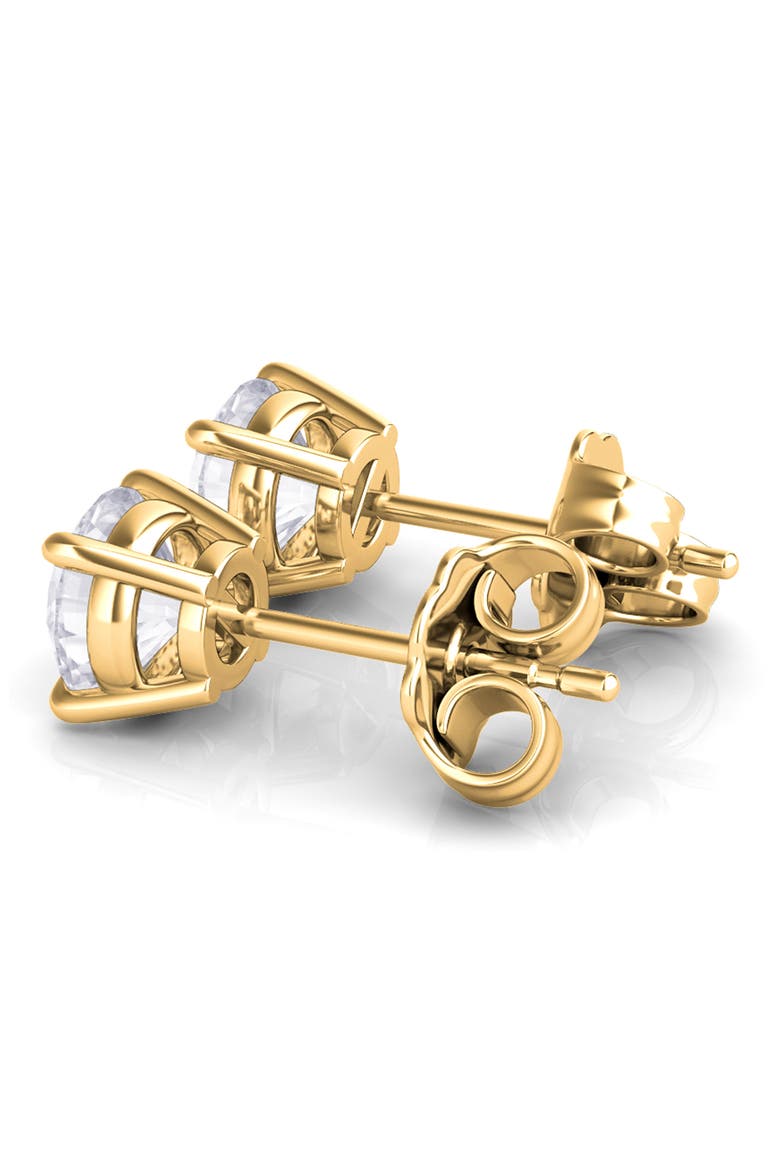 Round Brilliant Cut Lab Created Diamond Stud Earrings, Alternate, color, 3.00 CTW YELLOW GOLD