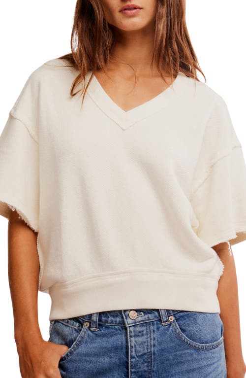 Shop Free People So Easy Short Sleeve Sweatshirt In Clean Ivory