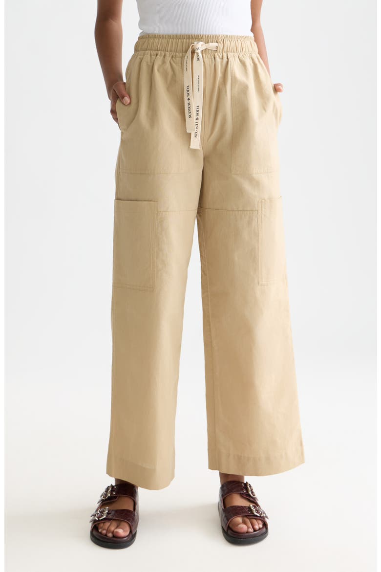 Noa Cotton & Linen Drawstring Pants, Main, color, TRAVERTINE