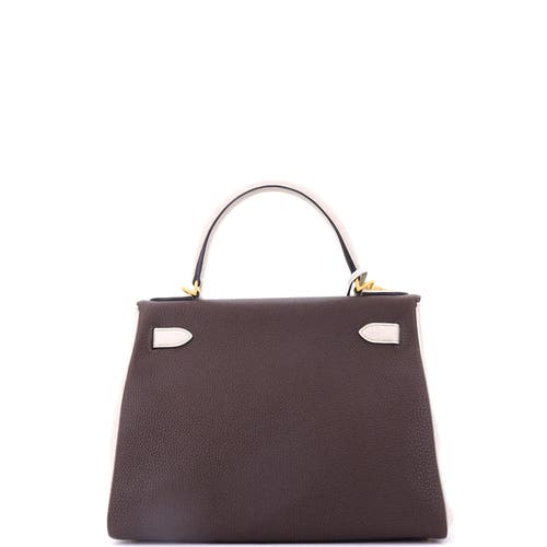 Pre-owned Hermes Hermes Kelly Handbag Bicolor Togo With Brushed Gold Hardware 28 In Brown