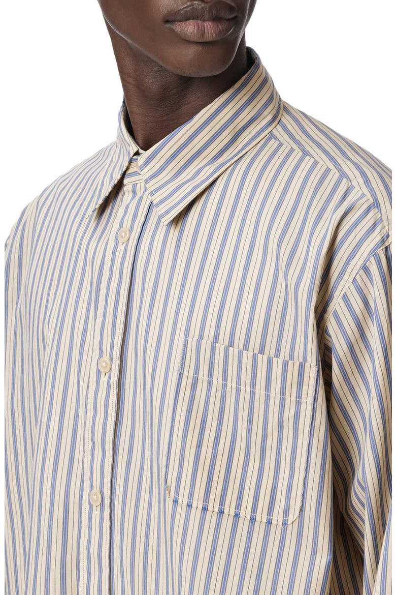 Roma Stripe Button Front Shirt, Alternate, color, SHERBERT YELLOW