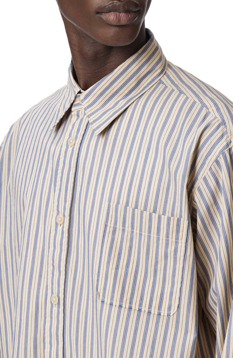 AllSaints Roma Stripe Button Front Shirt, Alternate, color, Sherbert Yellow