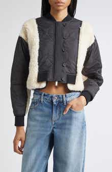 3.1 Phillip Lim High Pile Fleece Trim Quilted Crop Jacket