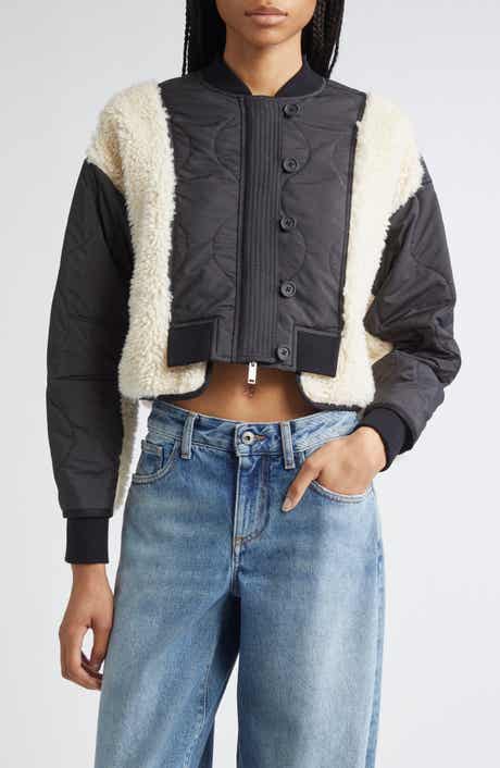 3.1 Phillip Lim High Pile Fleece Trim Quilted Crop Jacket