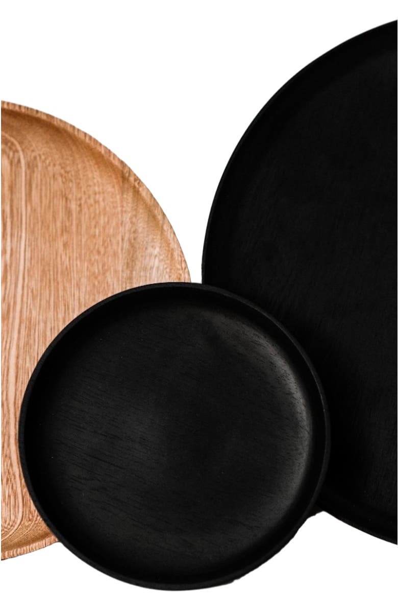 Chechen Wood Design Rosa Morada Wooden Base Platter, Alternate, color, Black