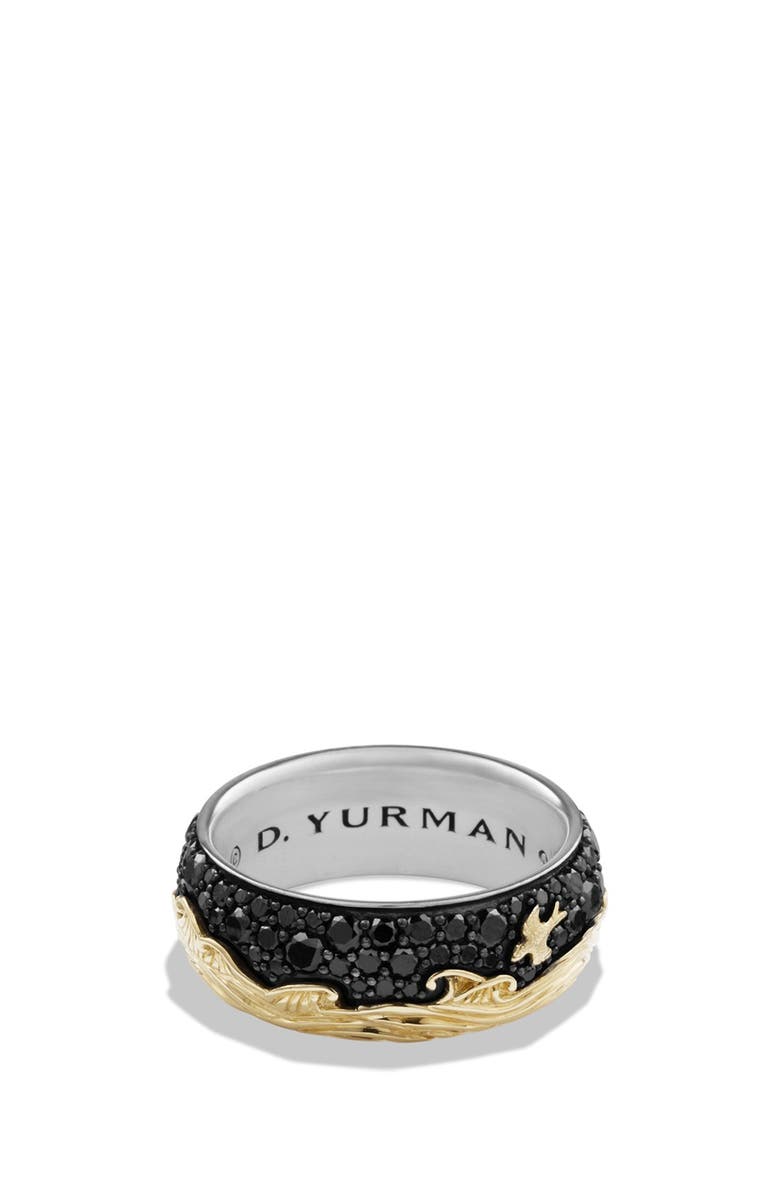 David Yurman 'Waves' Band Ring with 18K Gold and Black Diamonds, Main, color, Black Diamond