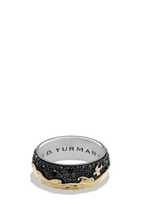 'Waves' Band Ring with 18K Gold and Black Diamonds