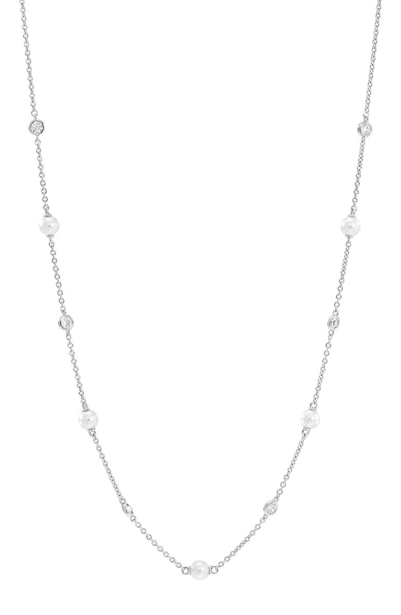 Nadri Emilia Imitation Pearl Station Necklace, Main, color, 