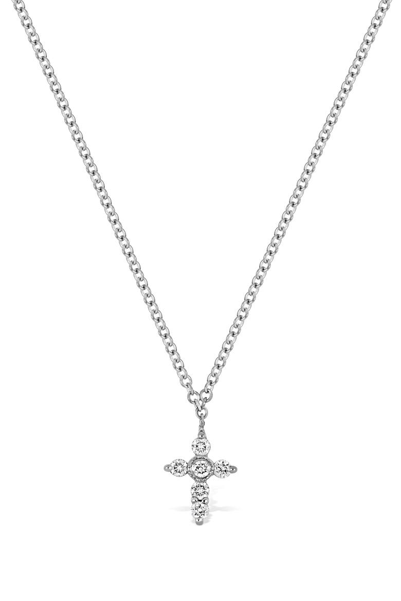 Diamond Cross Pendant Necklace, Main, color, WHITE
