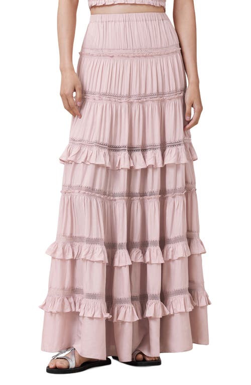 Allsaints Womens Mauve Pink Talia Tiered-hem Modal Maxi Skirt In Pink