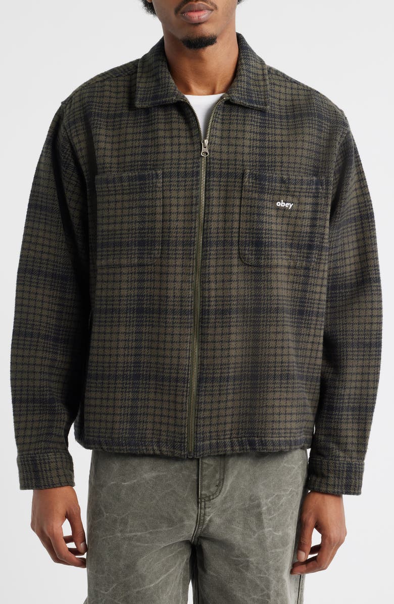 Obey Parker Cotton Zip-Up Shirt Jacket, Alternate, color, Rosin Multi