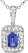 Haus of Brilliance 18K White Gold 1/4 Cttw Diamond and 6x4mm Purple Tanzanite Halo Pendant Necklace