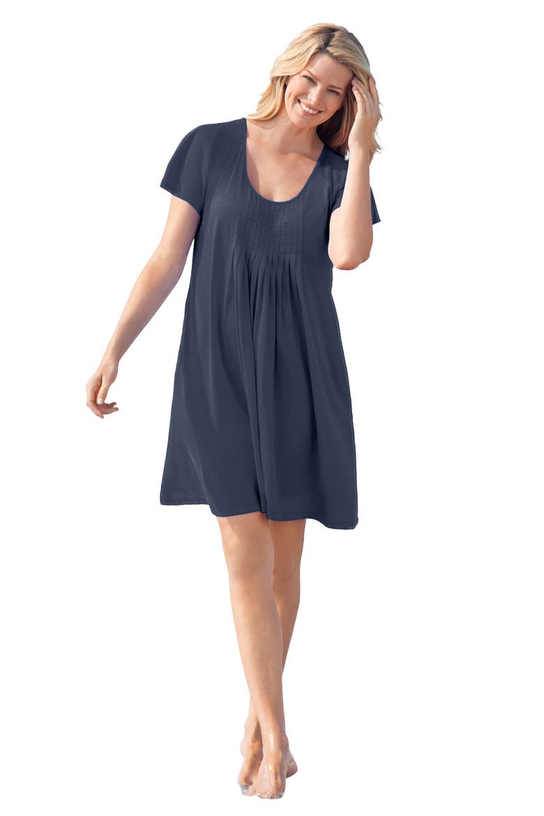 Box-Pleat Cover Up, Main, color, NAVY