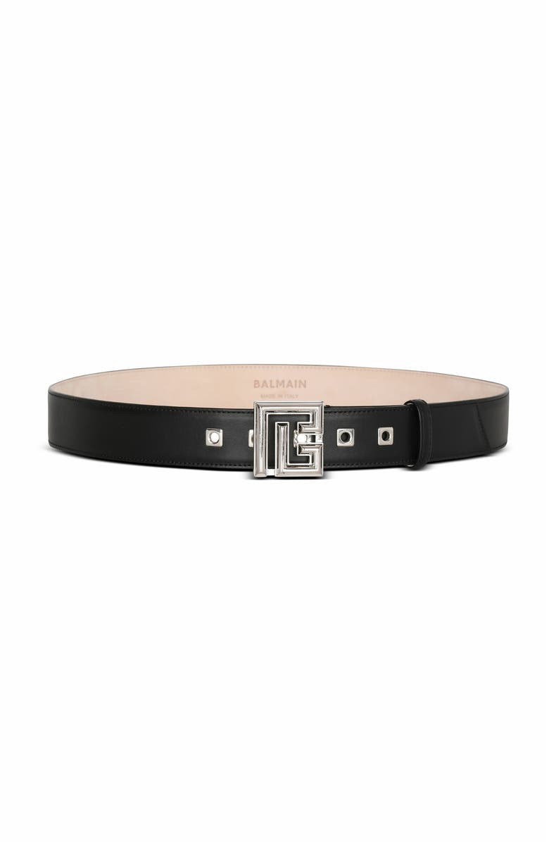 Balmain Leather P-Belt, Main, color, 